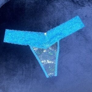 Pink Victoria’s Secret Limited Edition Rare Sequin Lace Extra Low Rose Thong